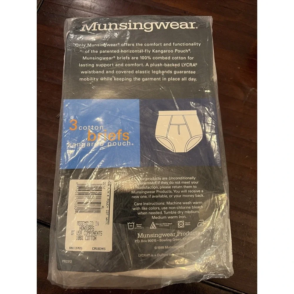 Munsingwear 3pk Cotton Brief Kangaroo Pouch Underwear XL 40-42 Discontinued (c6)